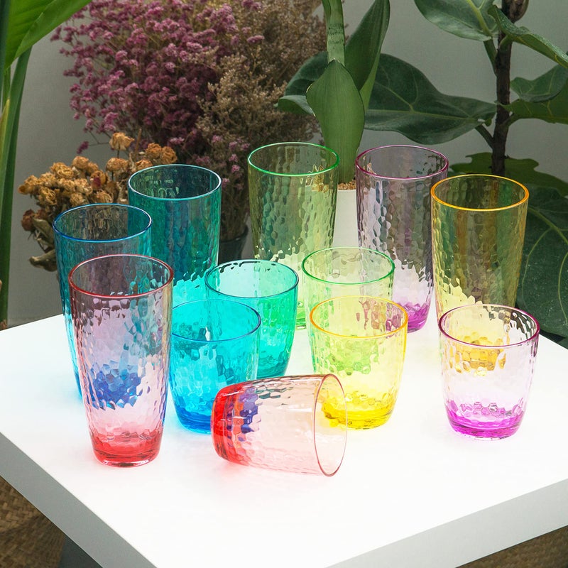 KOXIN-KARLU Hammered 26-ounce Plastic Tumbler Acrylic Glasses, set of 6 Multicolor - Image 5